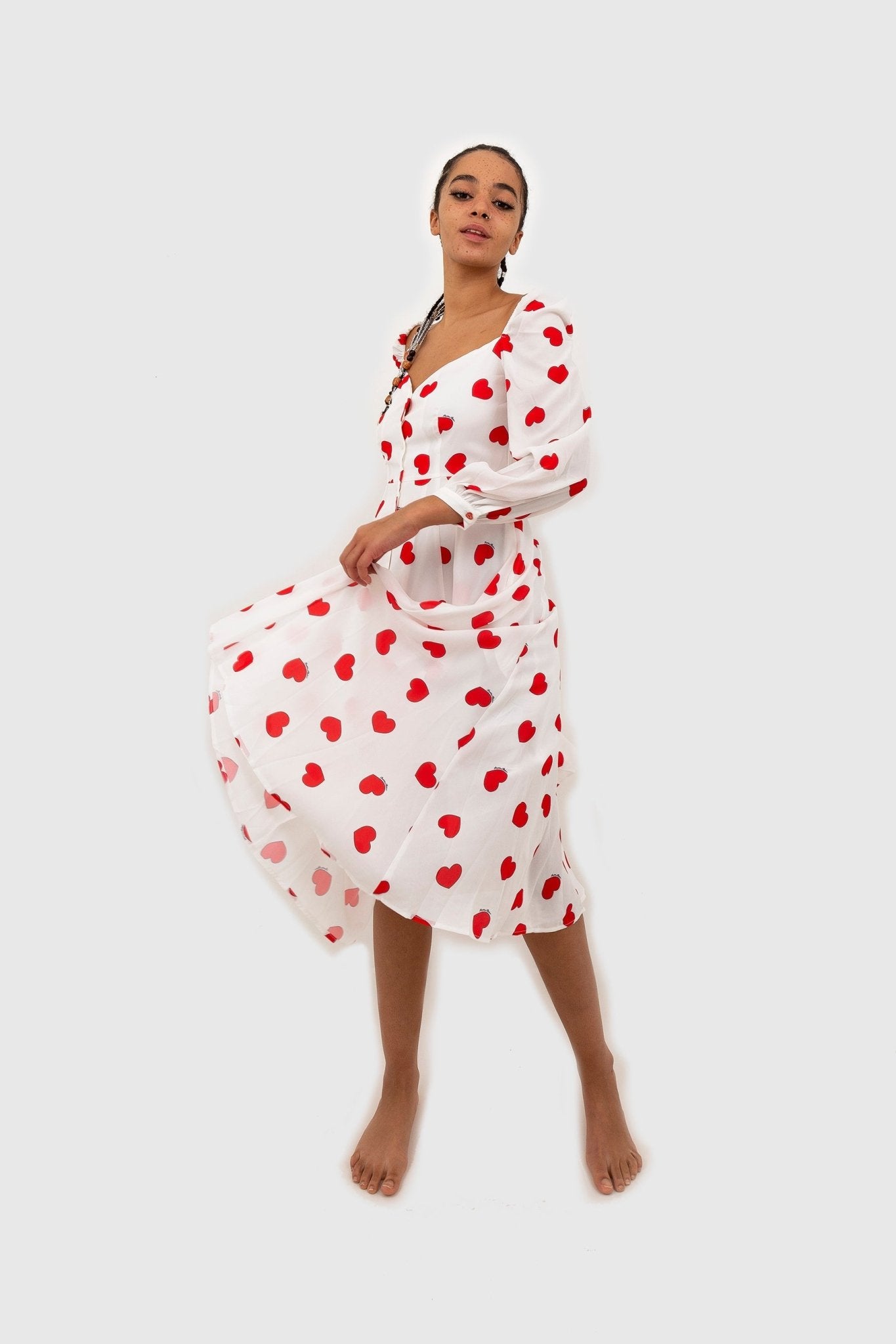 Robe motif best sale coeur rouge