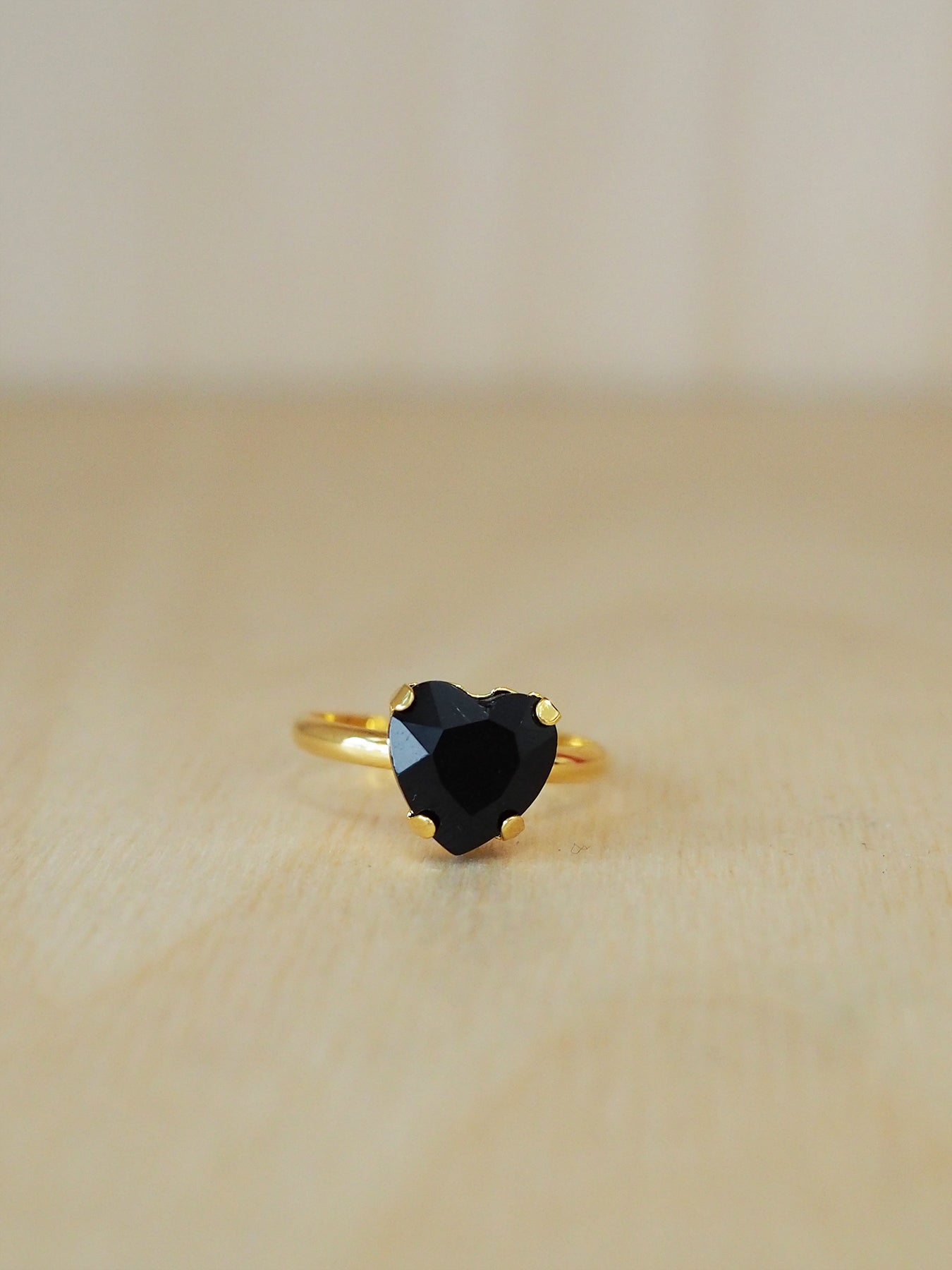 Bague ENFANCE coeur noir plaqu e or