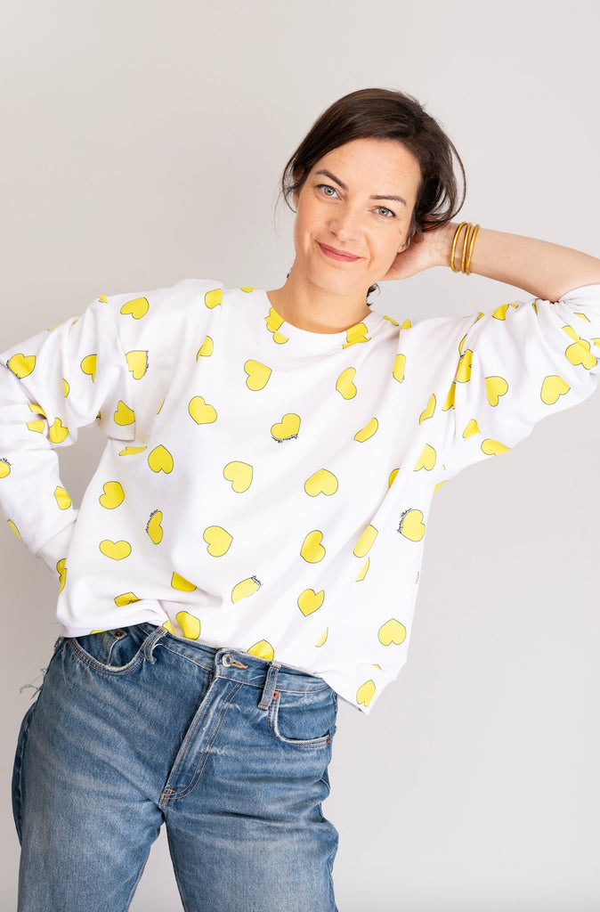 Sweat-Shirt MALOTRU coeurs jaunes 💛 - Léopoldine Chateau