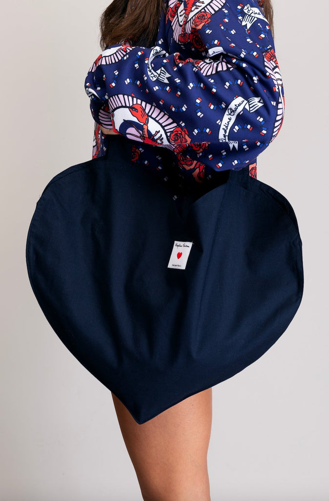 Tote bag COEUR marine - Léopoldine Chateau