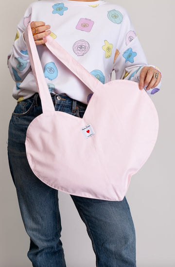 Tote bag COEUR rose pâle - Léopoldine Chateau
