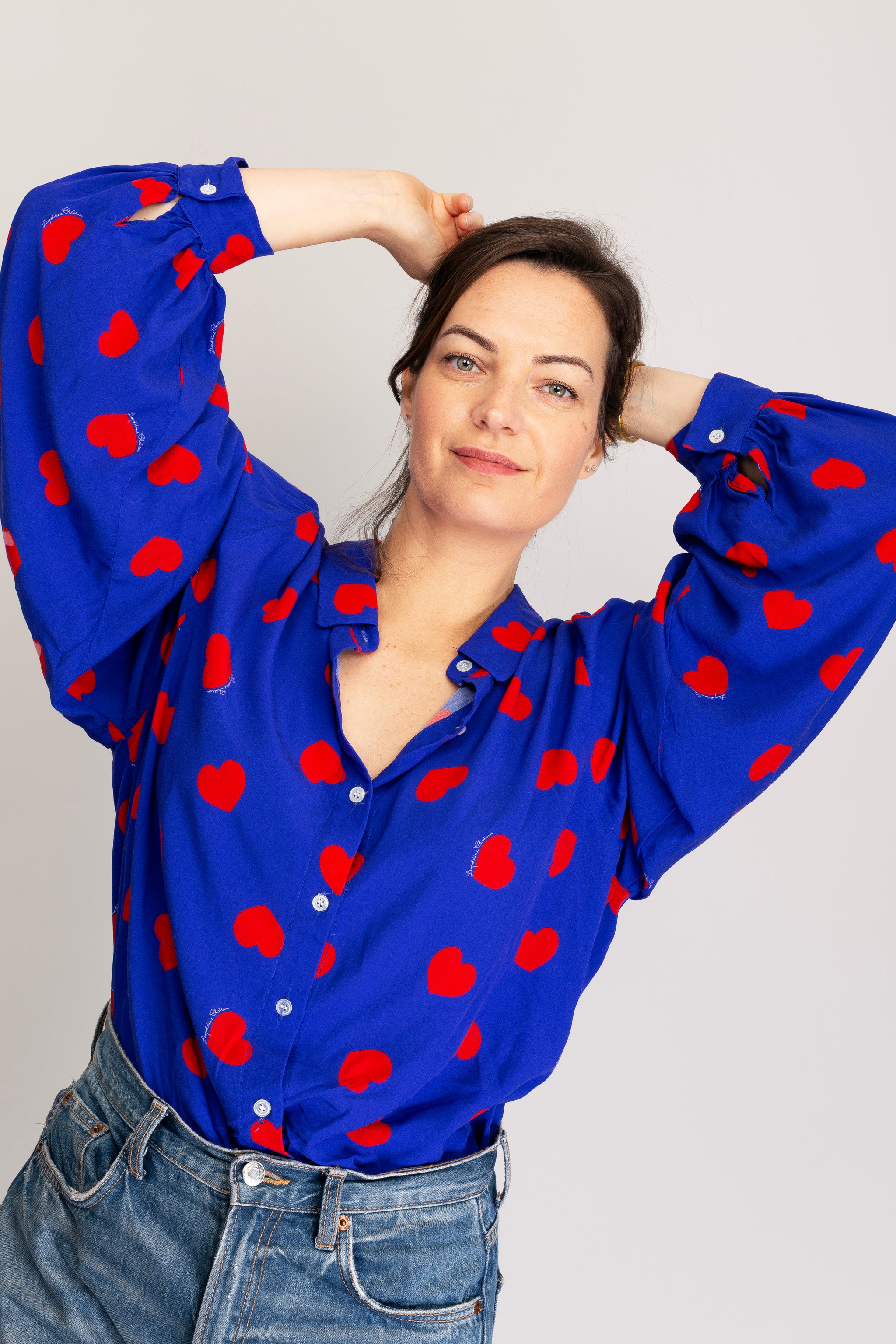 Chemisier Atmosphere Motif été - Bleu Aqua Violet Rouge - Taille 8 Femme
