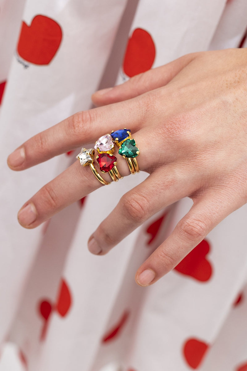 Bague ENFANCE coeur vert or