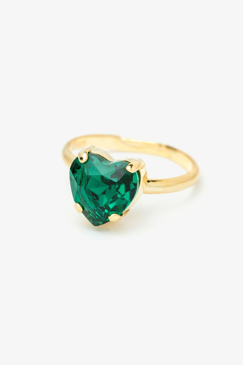 Bague ENFANCE coeur vert or