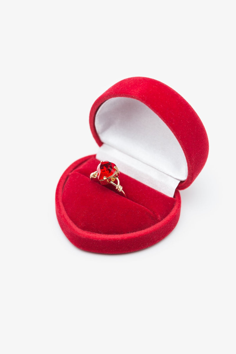 Bague HEART pierre Swarovski bleu montana doré