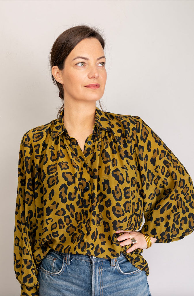Blouse LOLITA en soie "Léopard" - Léopoldine Chateau
