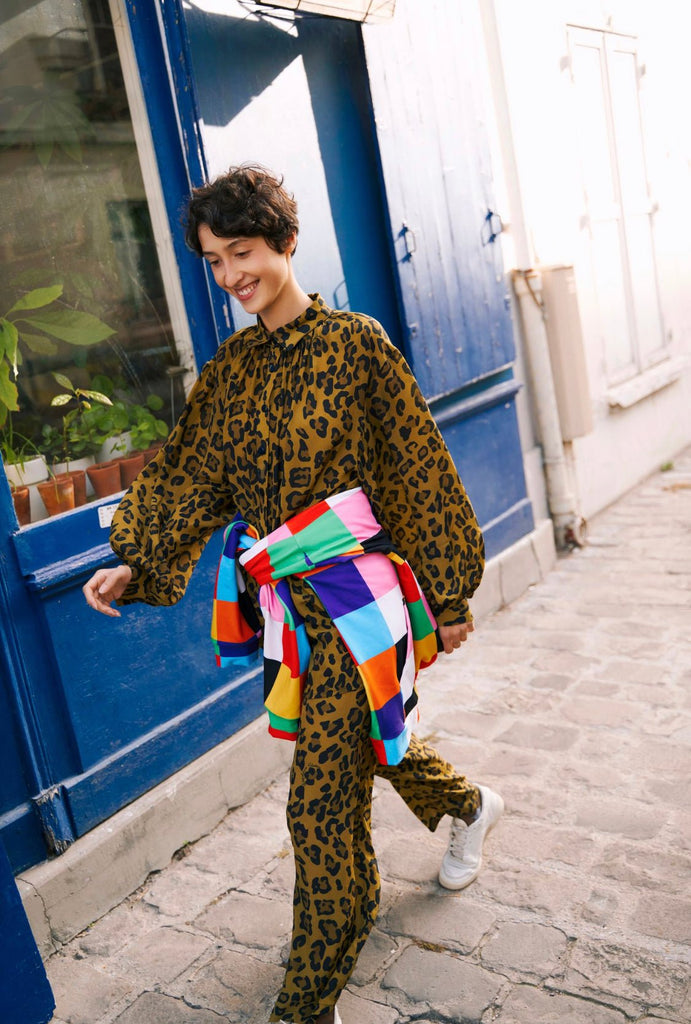 Blouse LOLITA en soie "Léopard" - Léopoldine Chateau