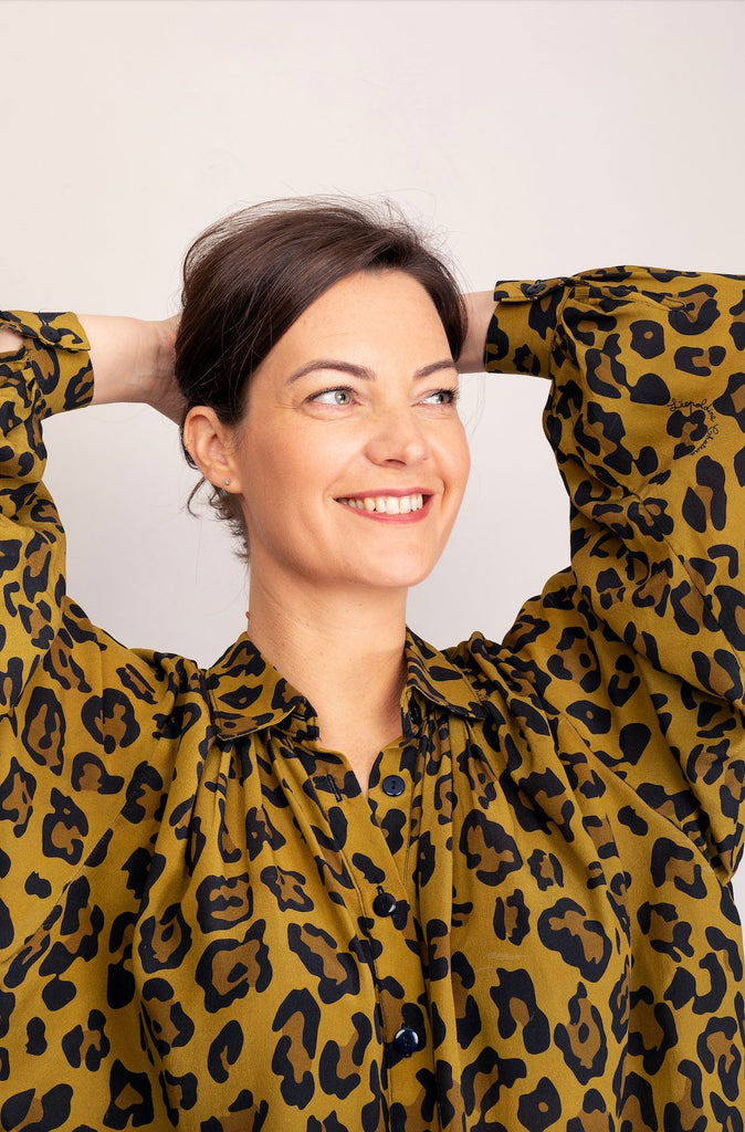 Blouse LOLITA en soie "Léopard" - Léopoldine Chateau