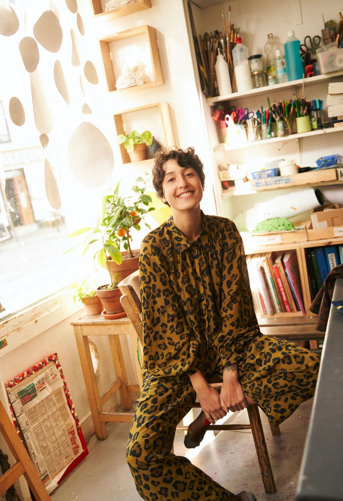 Blouse LOLITA en soie "Léopard" - Léopoldine Chateau