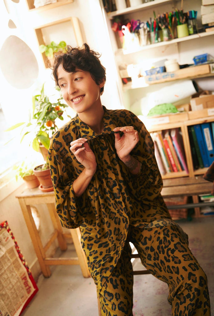 Blouse LOLITA en soie "Léopard" - Léopoldine Chateau