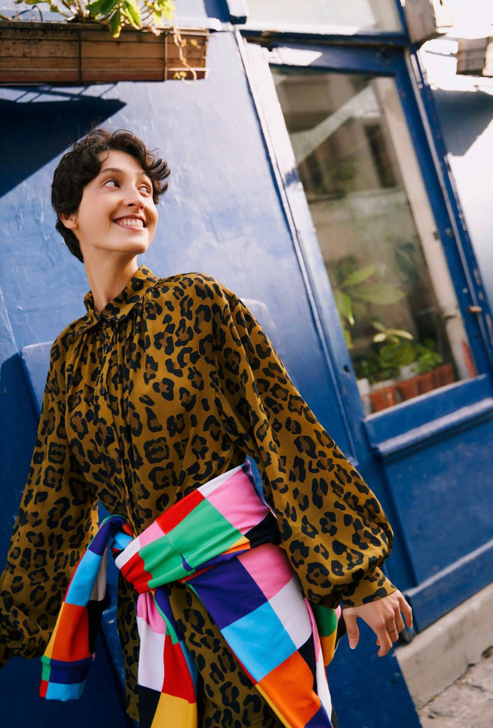 Blouse LOLITA en soie "Léopard" - Léopoldine Chateau