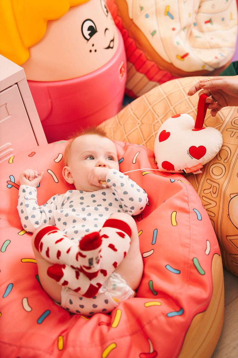 Body HONORE bébé petits coeurs bleus