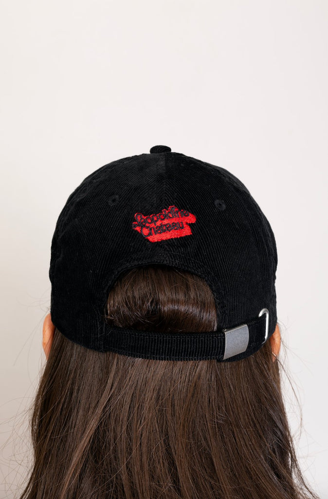 Casquette COLOMBE en velours côtelé Noir - Léopoldine Chateau