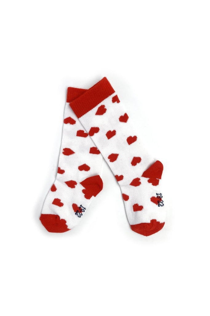 Chaussettes BIBI blanches coeurs rouges - Léopoldine Chateau