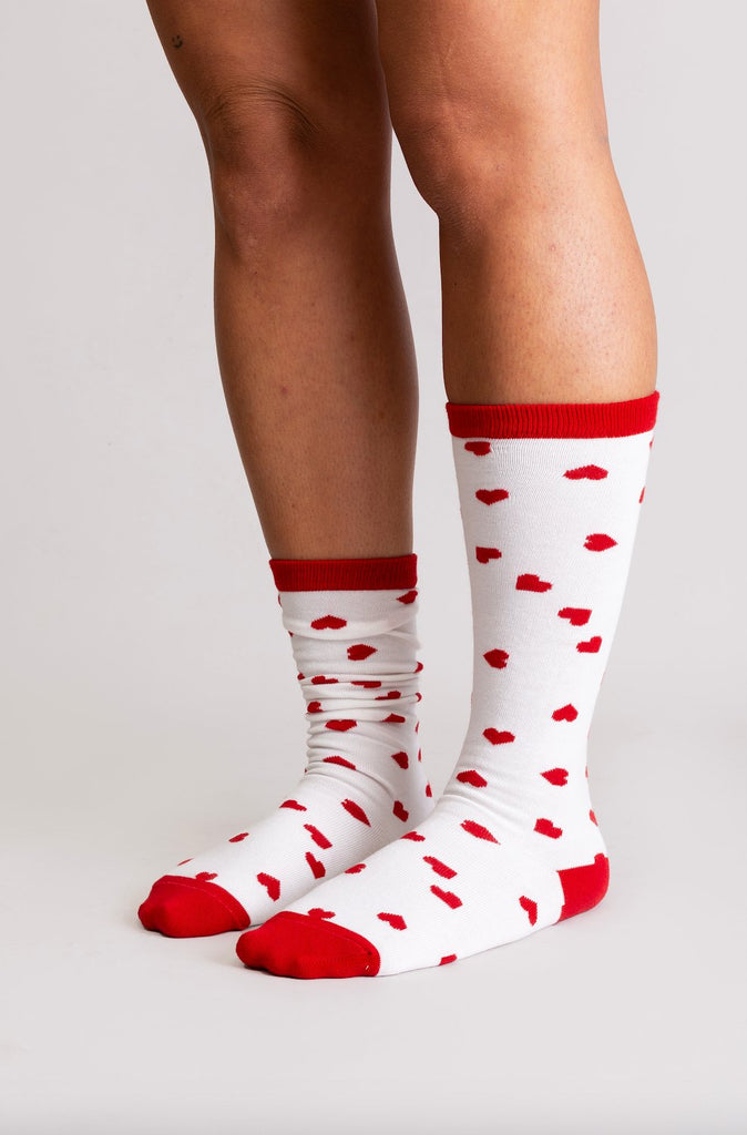 Chaussettes BIBI blanches coeurs rouges - Léopoldine Chateau