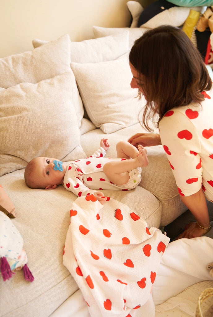 Lot de deux langes coeurs - Léopoldine Chateau