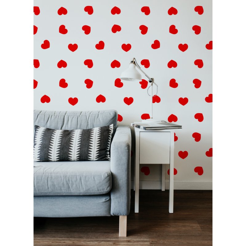 Papier peint intissé COEURS rouges - Léopoldine Chateau