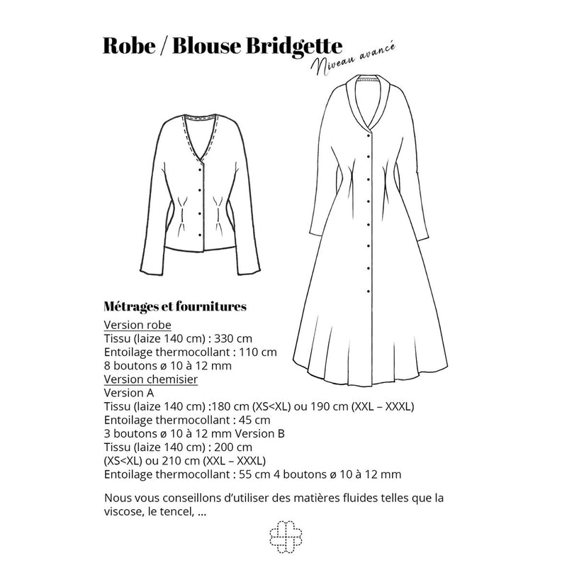 Patron couture - Robe / chemisier Bridgette COUSETTE - Léopoldine Chateau