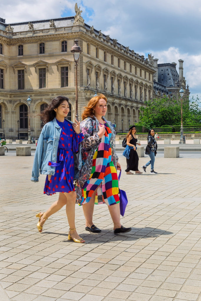 Robe courte LUNA marine imprimée coeurs - Léopoldine Chateau