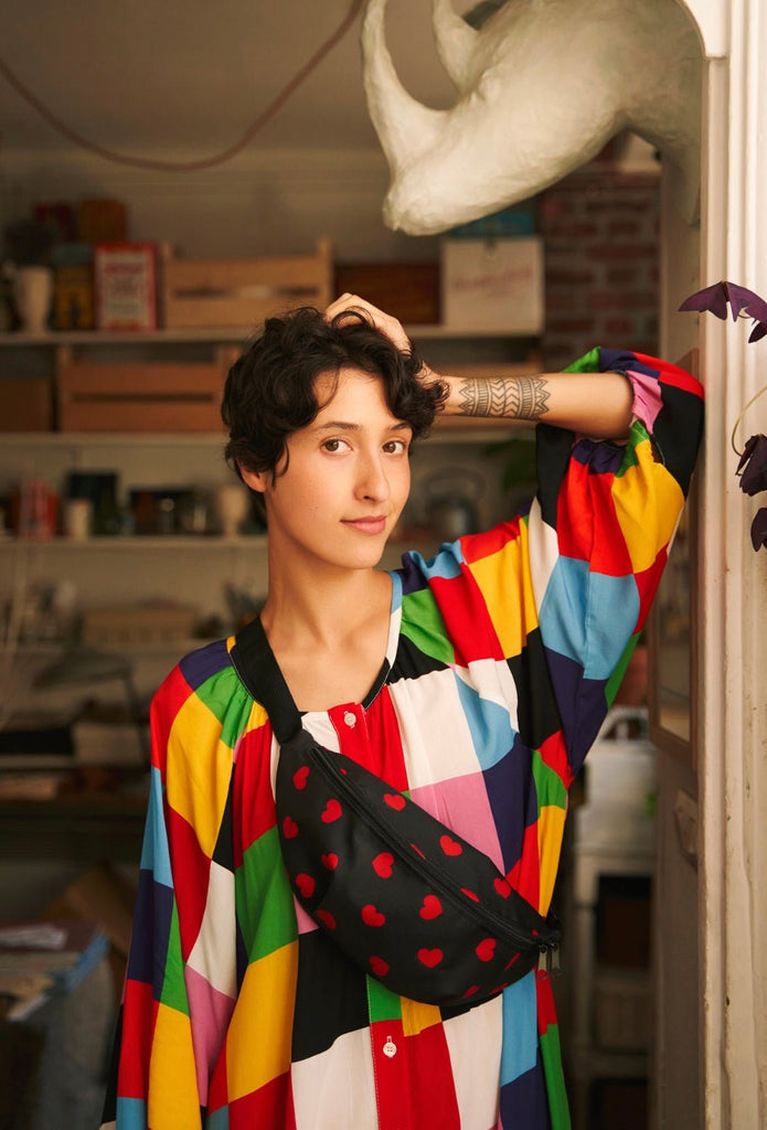 Robe FELICIA imprimée carrés - Léopoldine Chateau