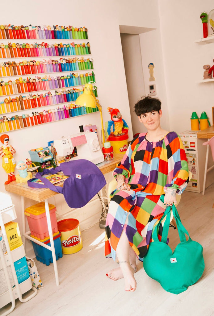 Robe FELICIA imprimée carrés - Léopoldine Chateau