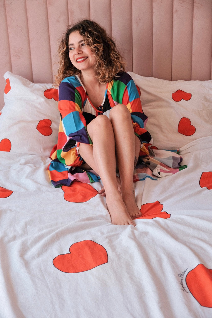 Robe FELICIA imprimée carrés - Léopoldine Chateau