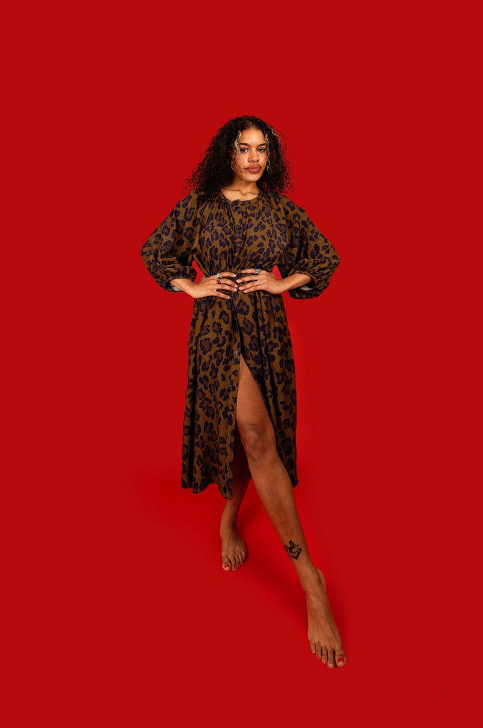 Robe FELICIA imprimée Léopard - Léopoldine Chateau