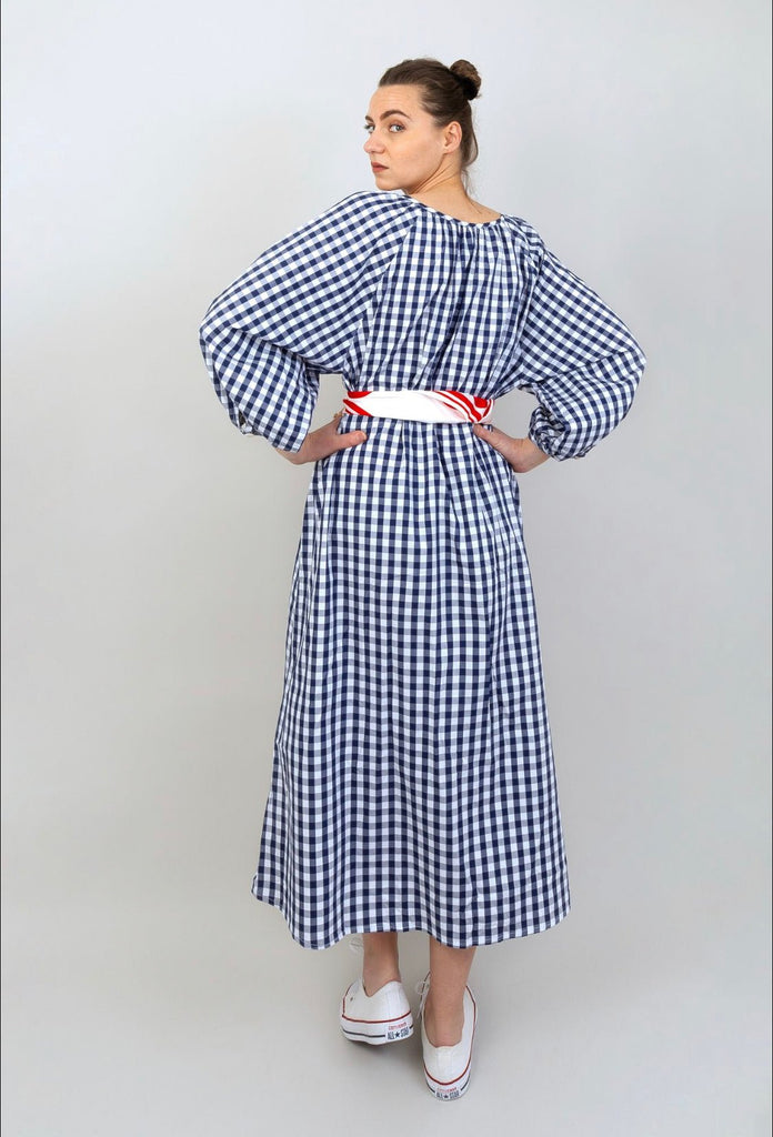 Robe FELICIA vichy marine - Léopoldine Chateau