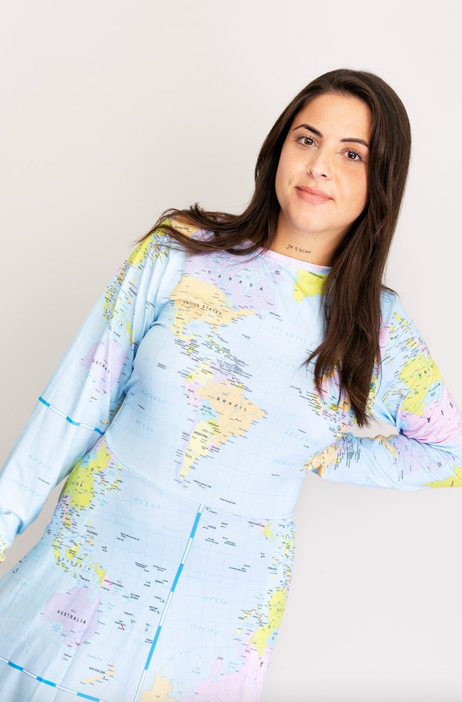 Robe manches longues AGATHE Mappemonde - Léopoldine Chateau