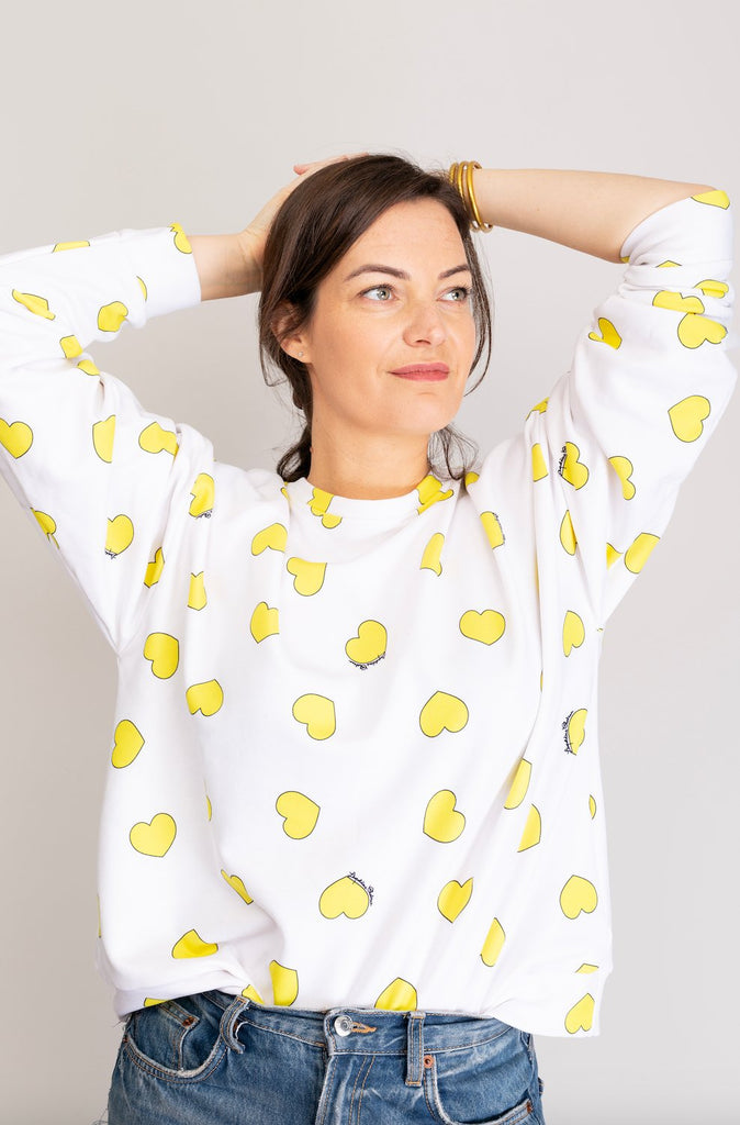 Sweat-Shirt MALOTRU coeurs jaunes 💛 - Léopoldine Chateau
