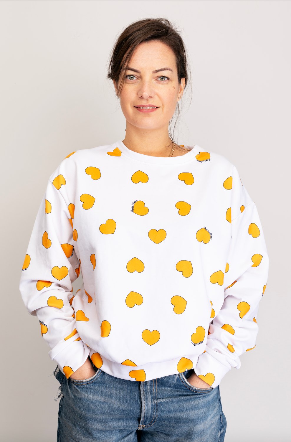 Sweat-Shirt MALOTRU coeurs oranges 🧡 - Léopoldine Chateau