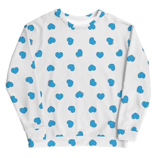 Sweat-Shirt MALOTRU coeurs turquoise - Léopoldine Chateau