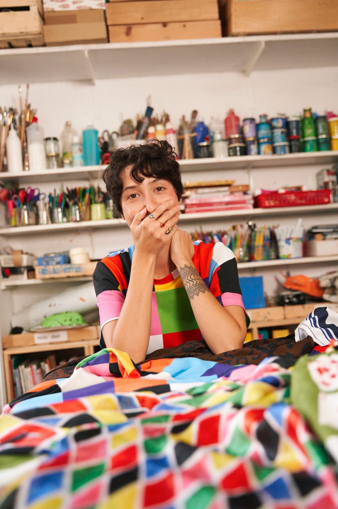 Tee-shirt GLORIA carrés - Léopoldine Chateau