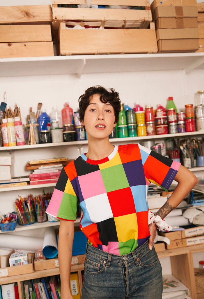 Tee-shirt GLORIA carrés - Léopoldine Chateau