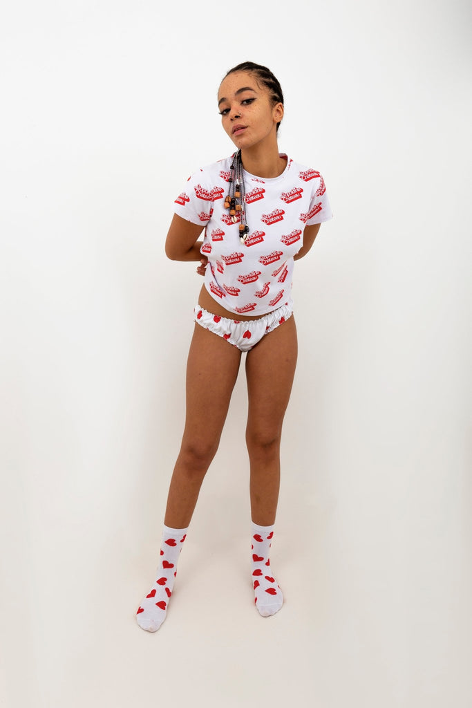 Tee-shirt LUCIE blanc logo rouge - Léopoldine Chateau