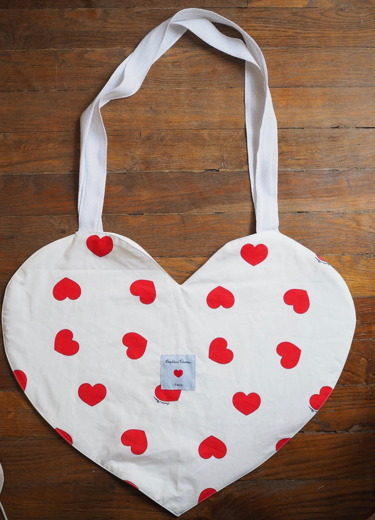 Tote bag COEUR imprimé Coeurs rouges - Léopoldine Chateau