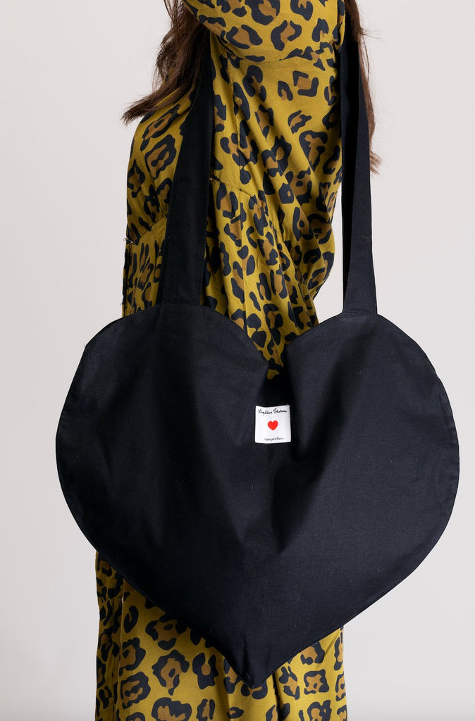 Tote bag COEUR noir - Léopoldine Chateau