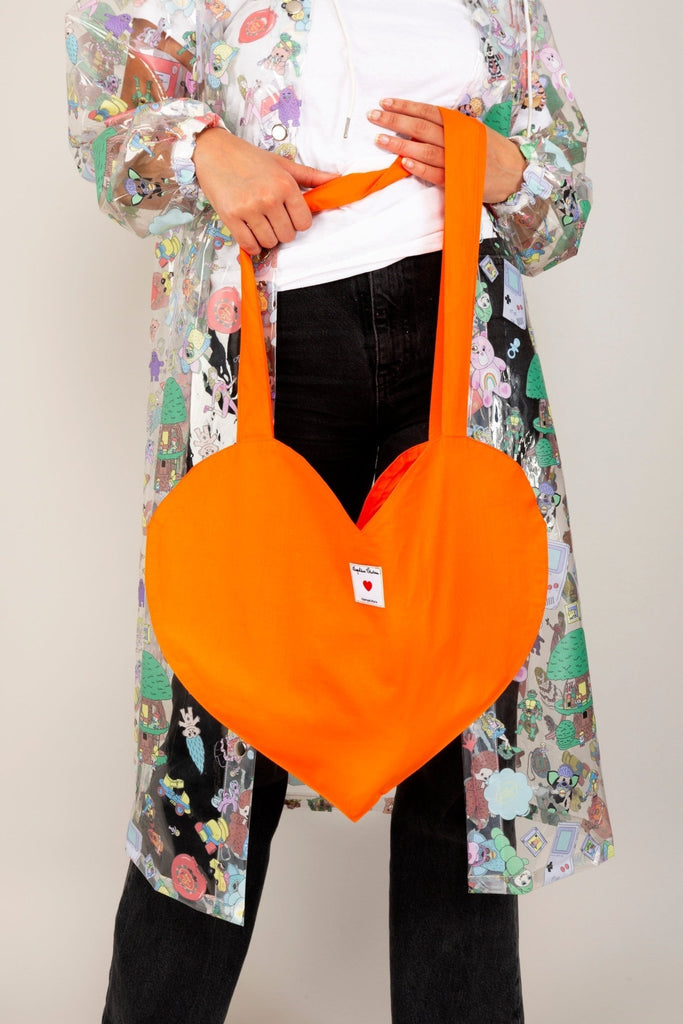 Tote bag COEUR orange - Léopoldine Chateau