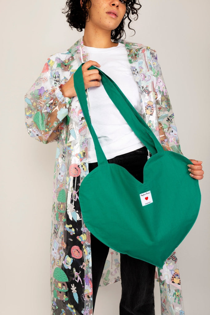 Tote bag COEUR vert - Léopoldine Chateau